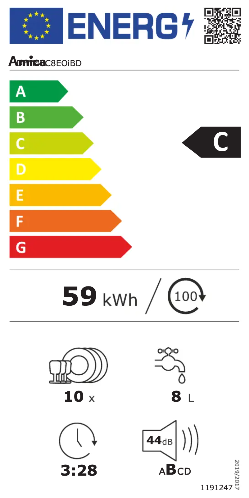 Page n°1 - Label énergétique Amica DFM46C8EOiBD
