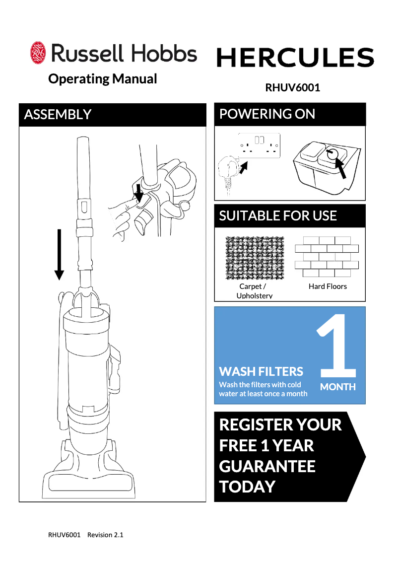 Page n°1 - Manuel utilisateur Russell Hobbs RHUV6001
