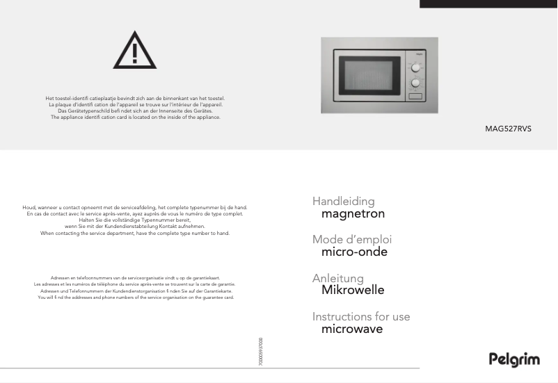 Page n°1 - Manuel utilisateur Pelgrim MAG527RVS