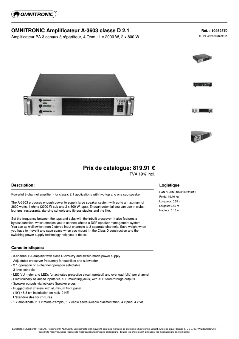 Image de la première page du manuel de l'appareil A-3603