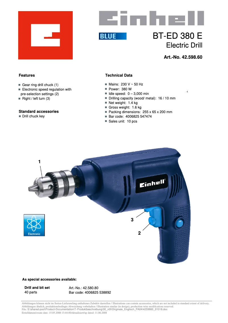 Imagen de la primera página del manual del dispositivo BT-ED 380 E