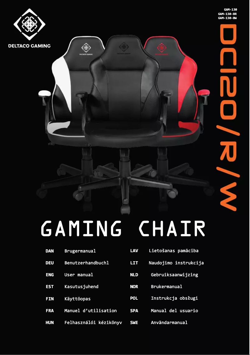 Page 1 de la notice Manuel utilisateur Deltaco Gaming DC120R