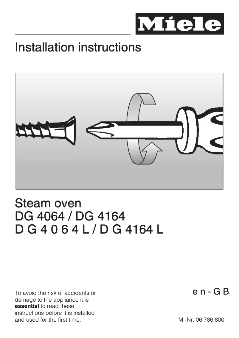 Page n°1 - Manuel utilisateur Miele DG 4064