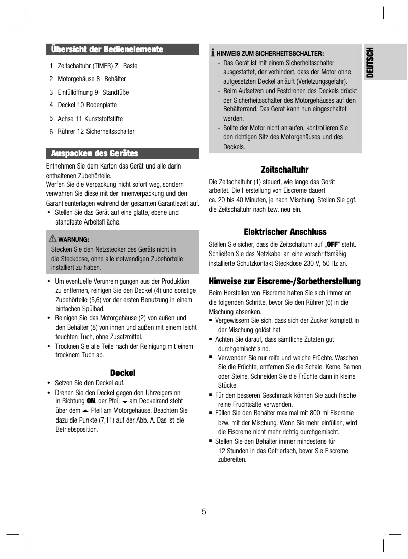 Page 1 de la notice Manuel utilisateur Clatronic ICM 3225