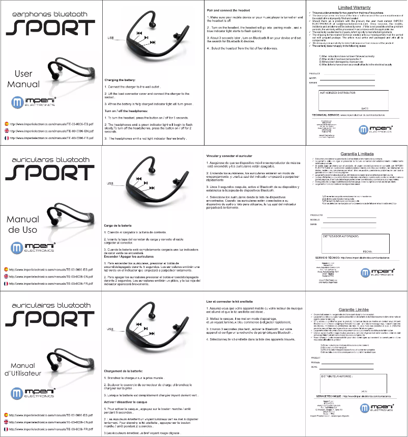Page 1 of the manual User Manual Imperii Electronics TE.03.0006.03