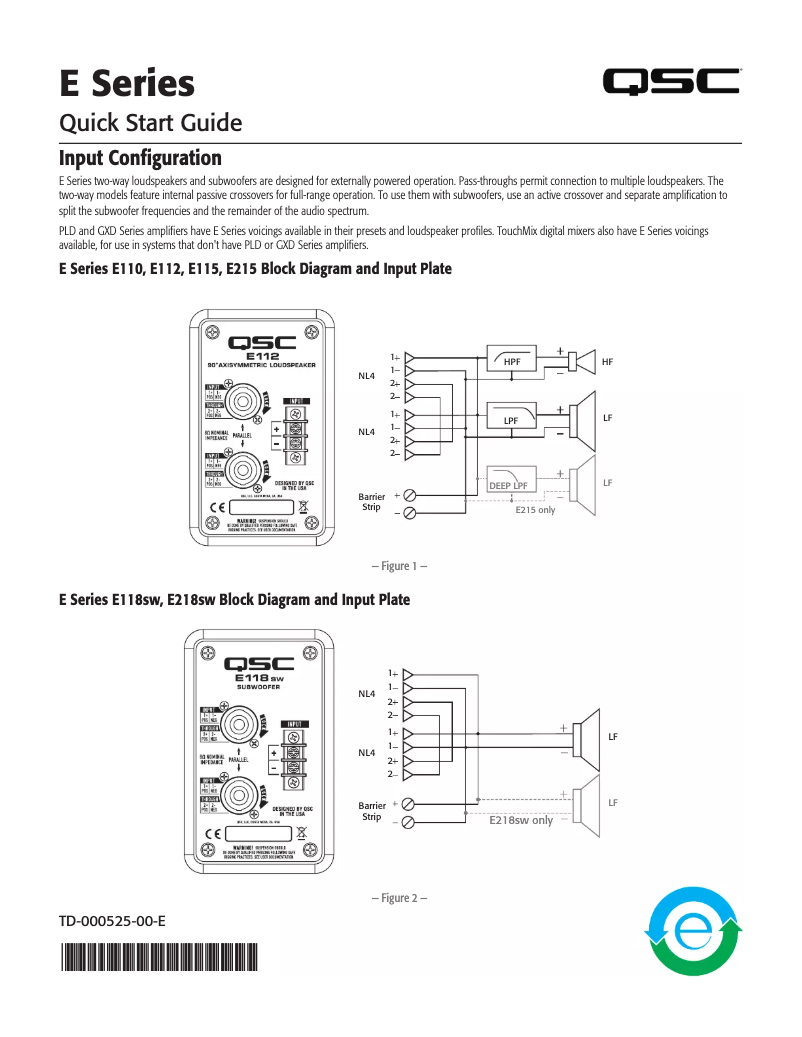 Page 1 de la notice Manuel utilisateur QSC E118