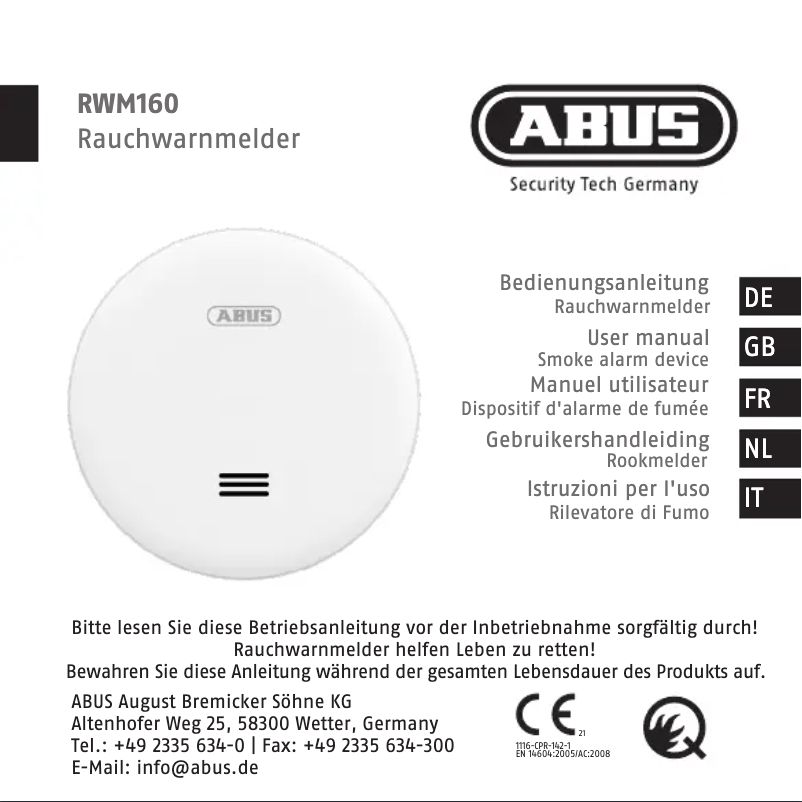 Image de la première page du manuel de l'appareil RWM160