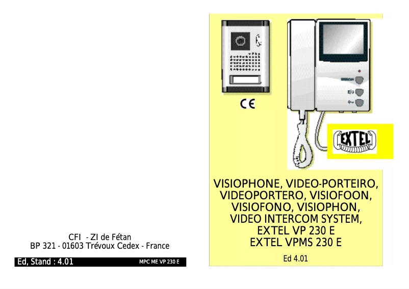 Page 1 de la notice Manuel utilisateur Extel VPMS 230 E