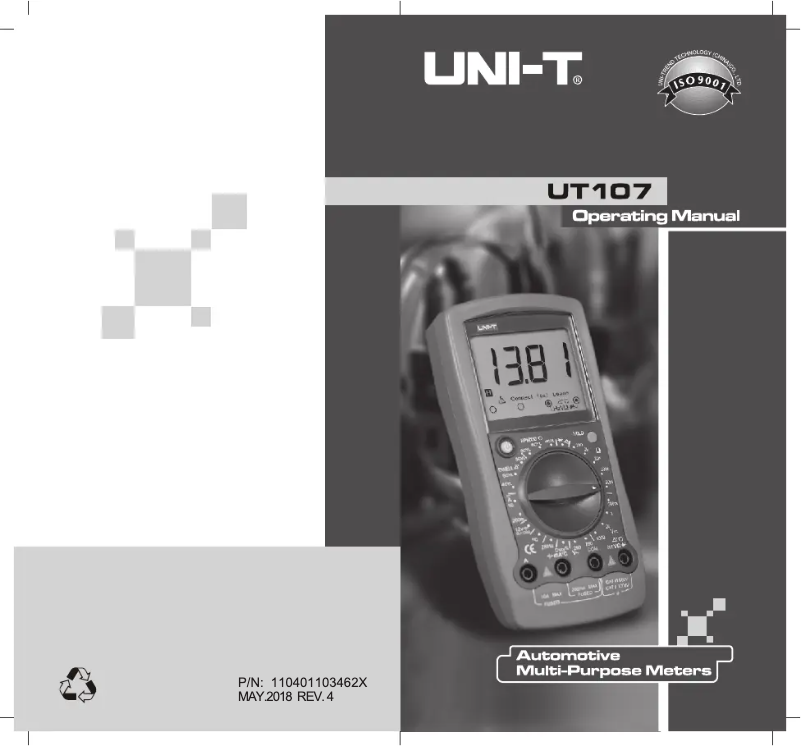 Page 1 de la notice Manuel utilisateur Uni-T UT107