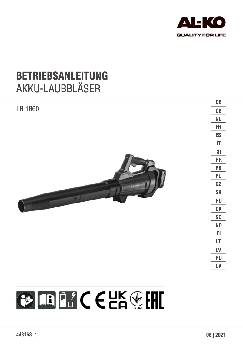 Page 1 de la notice Manuel utilisateur AL-KO LB 1860