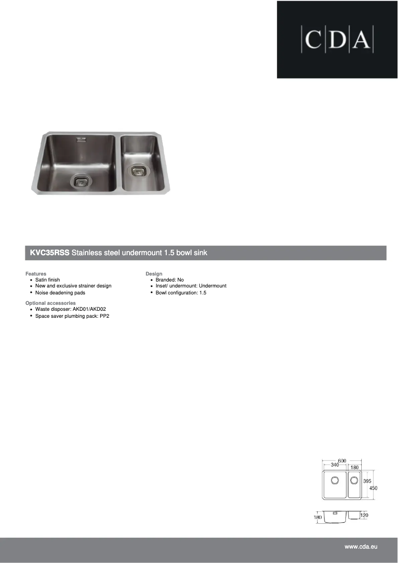 Page n°1 - Fiche technique CDA KVC35RSS