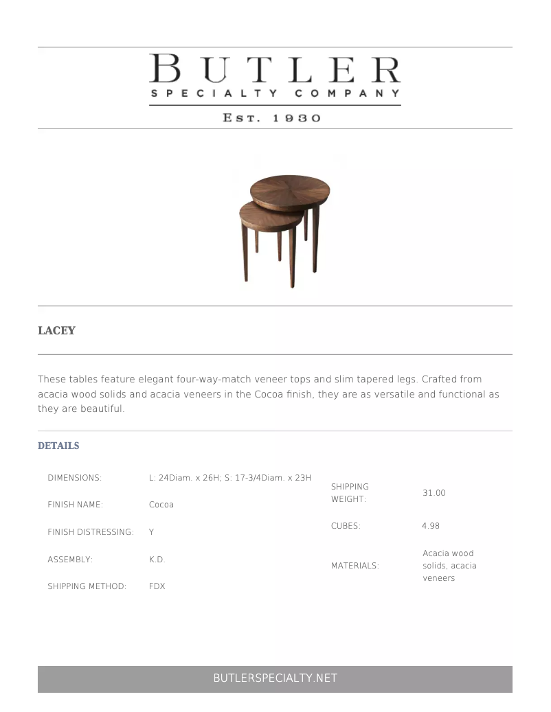 Image de la première page du manuel de l'appareil Lacey