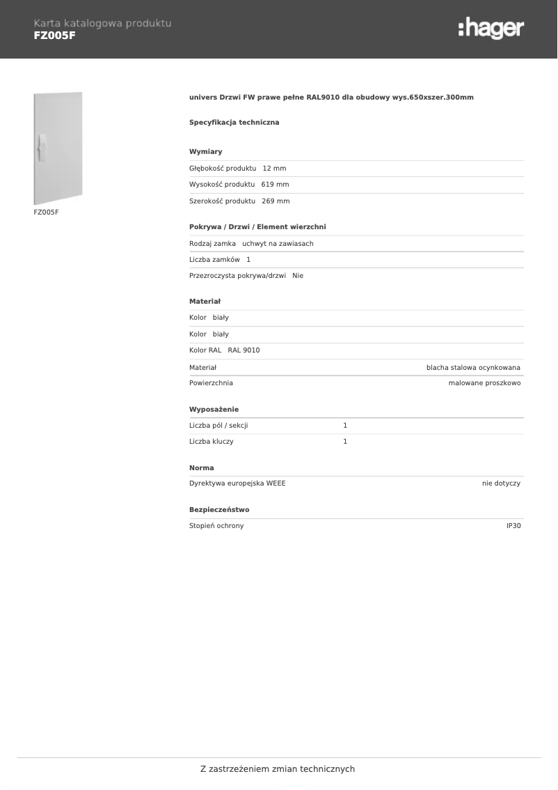 Page 1 de la notice Manuel utilisateur Hager FZ005F