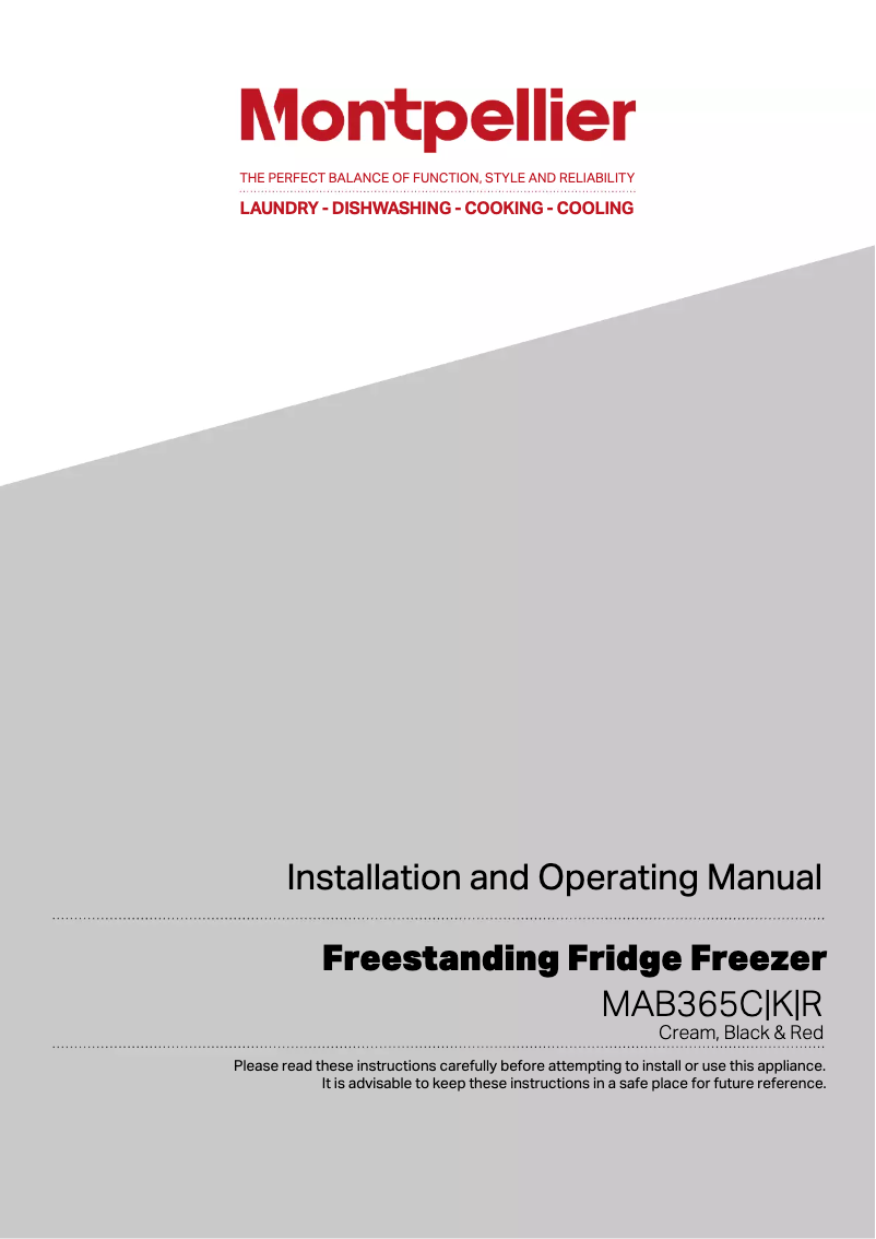 Page n°1 - Manuel utilisateur Montpellier MAB365K