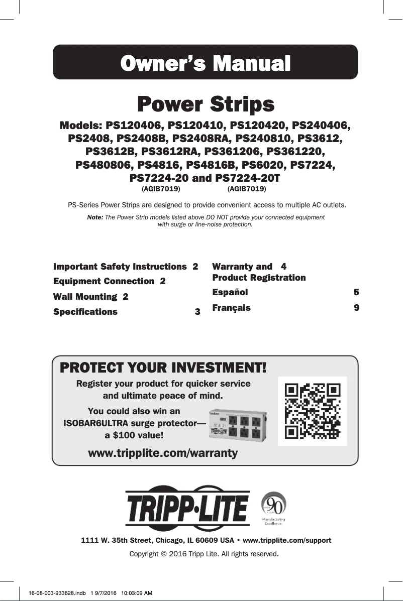 Page n°1 - Manuel utilisateur Tripp Lite PS7224