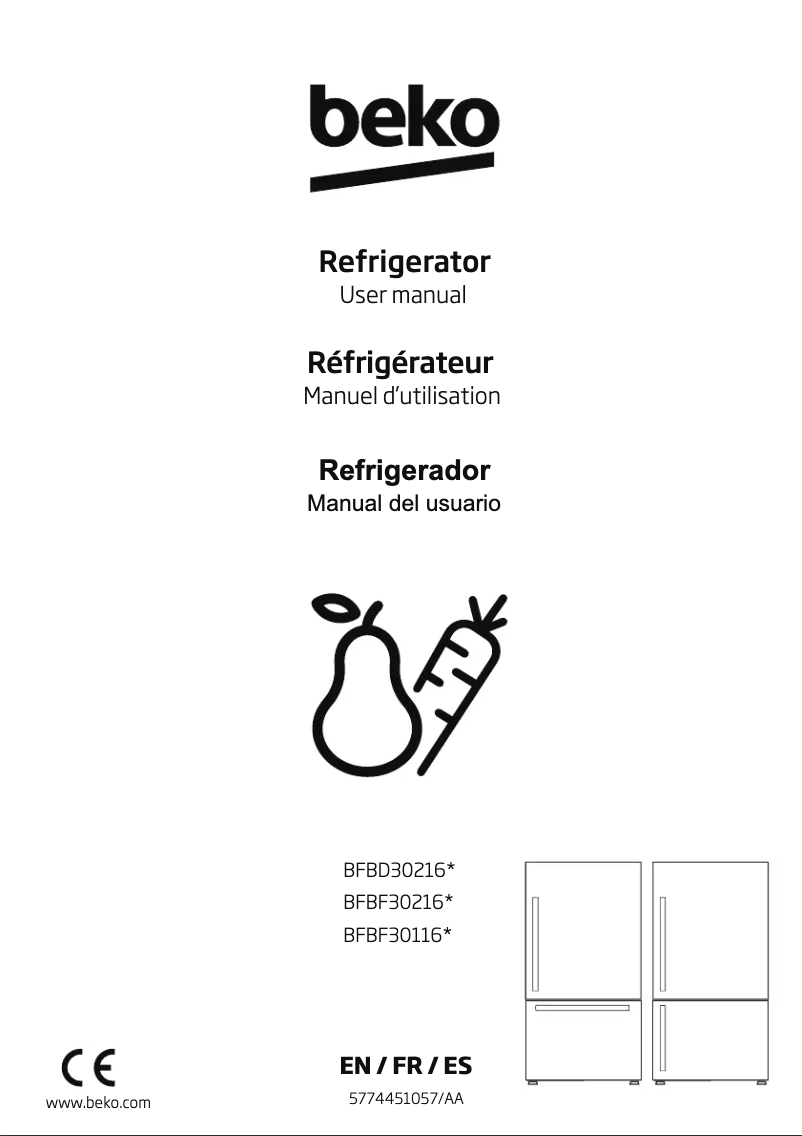 Page 1 de la notice Manuel utilisateur Beko BFBD30216SSIM