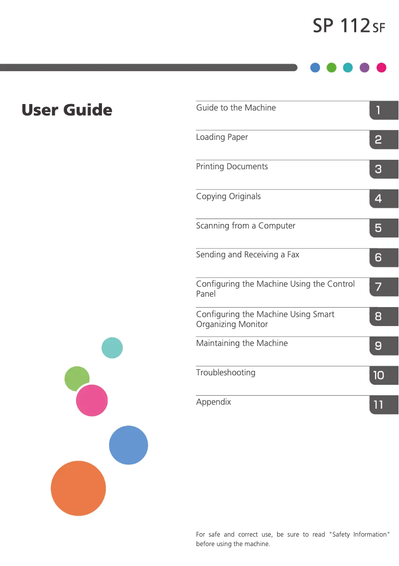 Page 1 de la notice Manuel utilisateur Ricoh SP 112SF