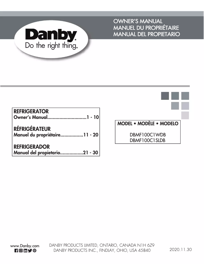 Página 1 del manual Manual de usuario Danby DBMF100C1SLDB