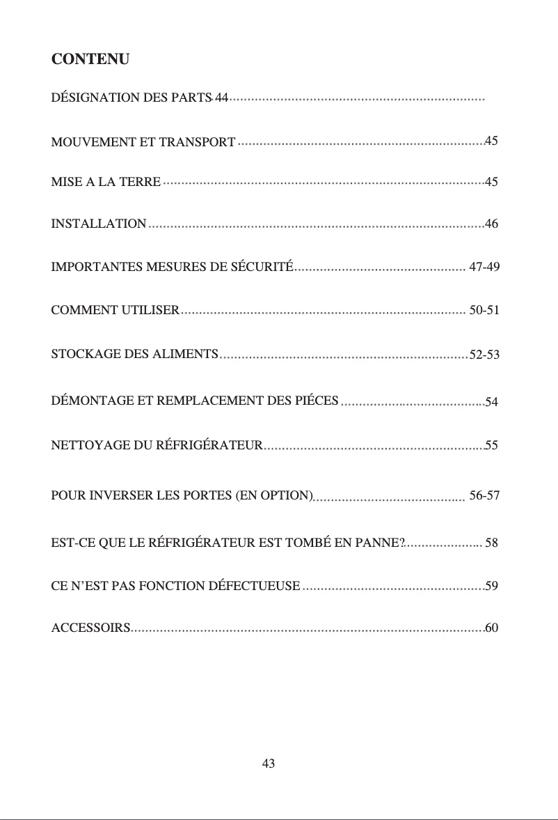 Page 1 de la notice Manuel utilisateur LG GC-309BLW