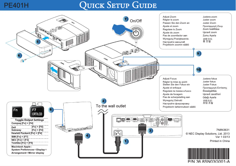 Page 1 de la notice Manuel utilisateur NEC PE401H