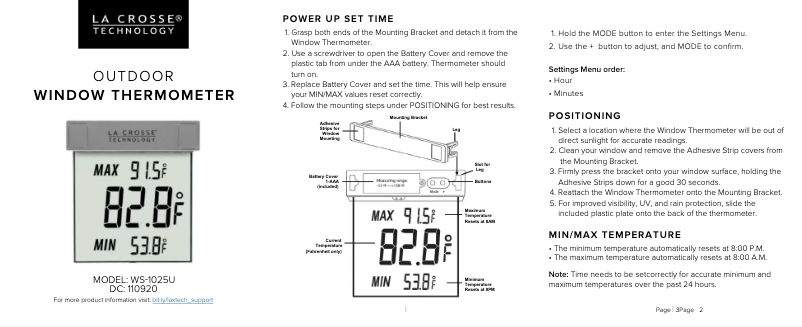 Image de la première page du manuel de l'appareil WS-1025