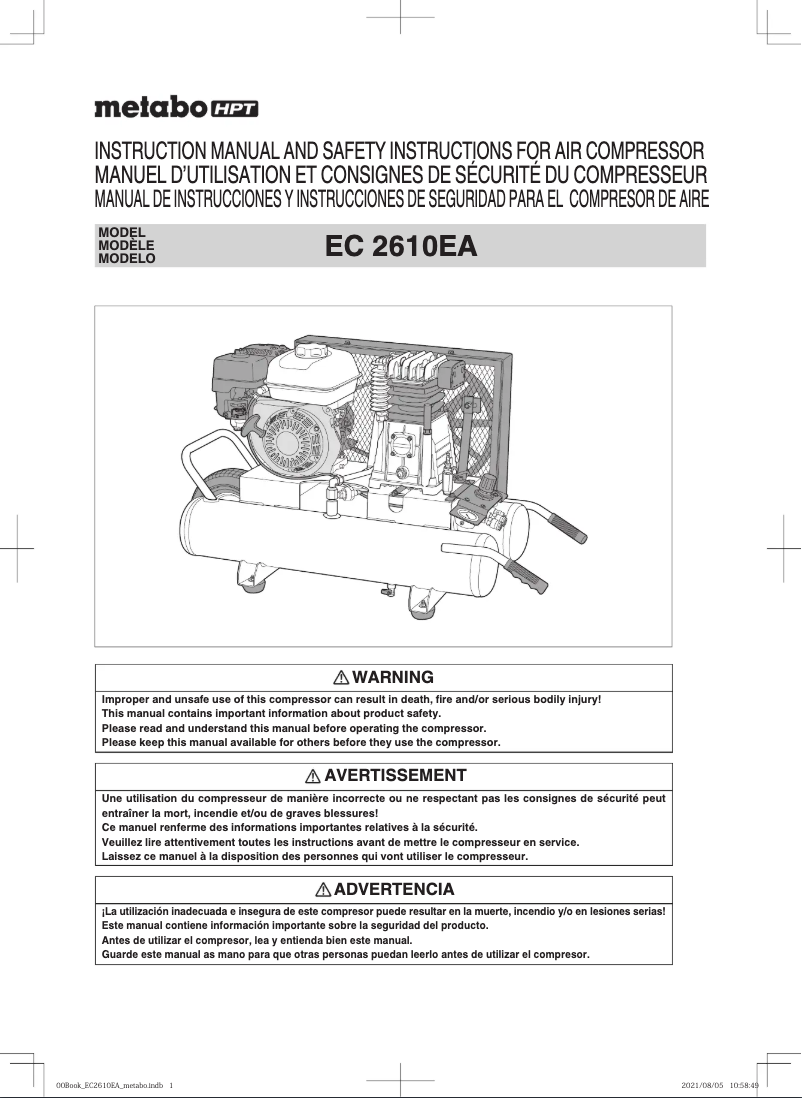 Image de la première page du manuel de l'appareil EC2610EA