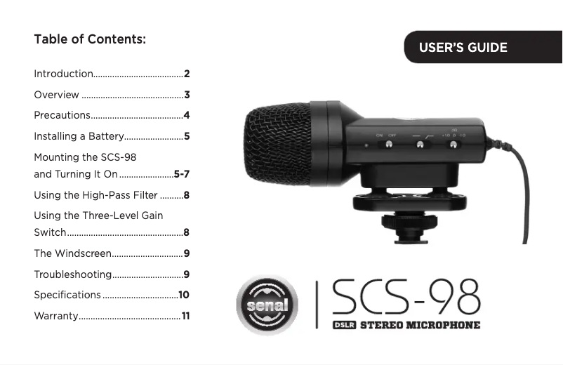 Page n°1 - Manuel utilisateur Senal SCS-98