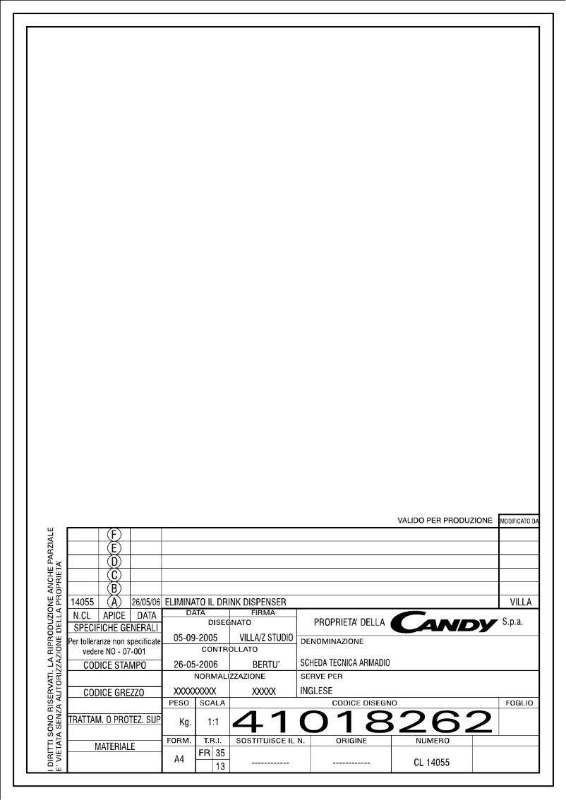 Page 1 de la notice Manuel utilisateur Candy FR CFL 355A