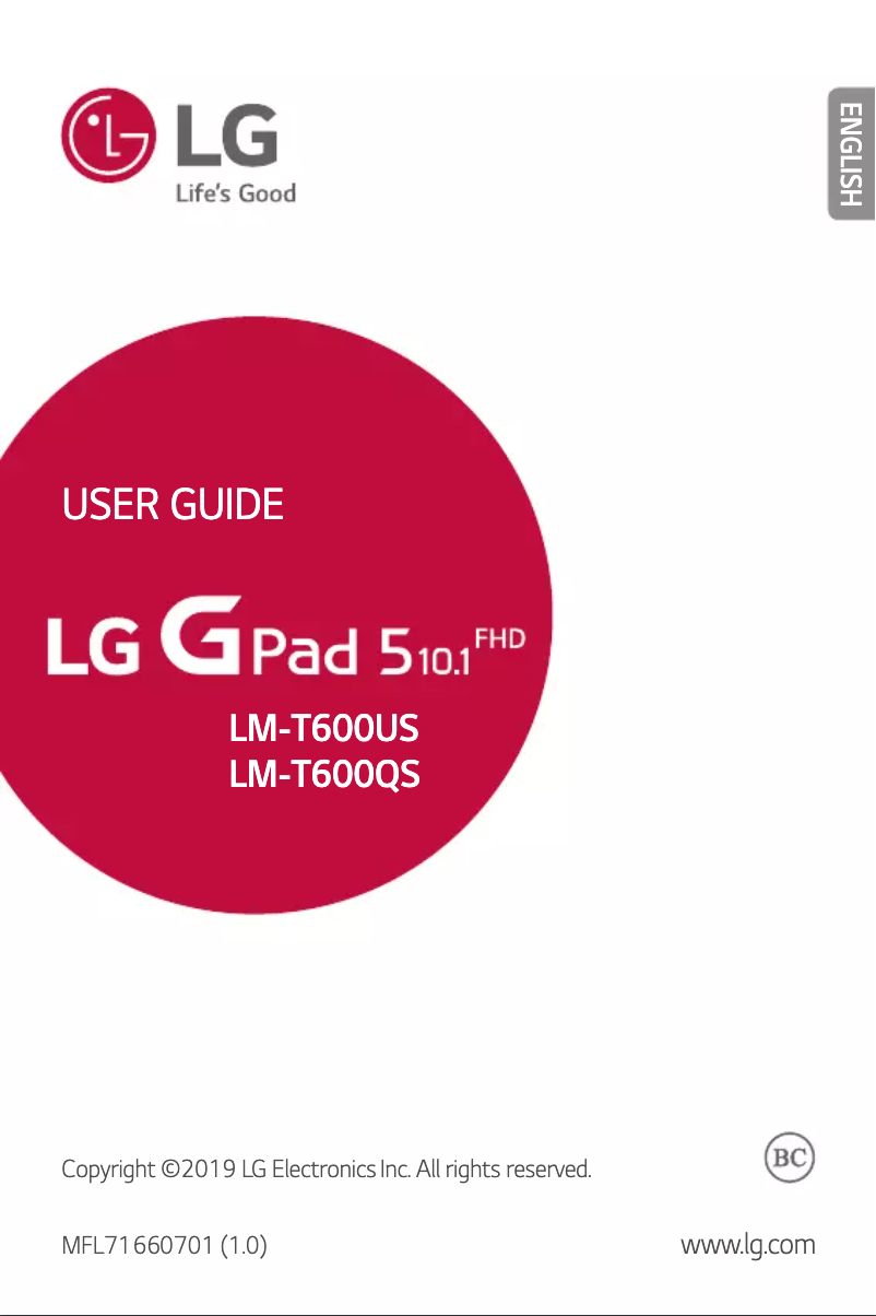 Image de la première page du manuel de l'appareil G Pad 5 10.1 FHD