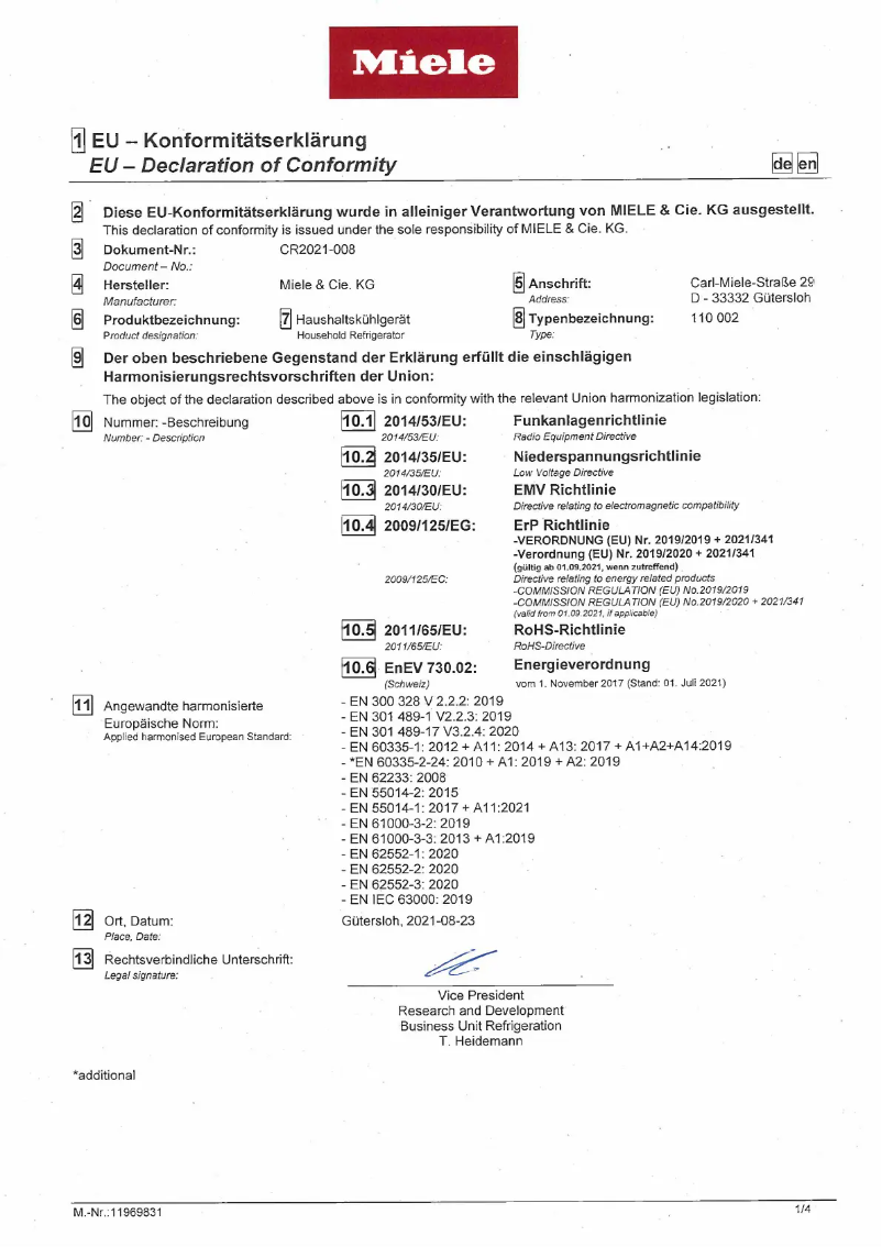 Page 1 de la notice Manuel utilisateur Miele K 7774 D
