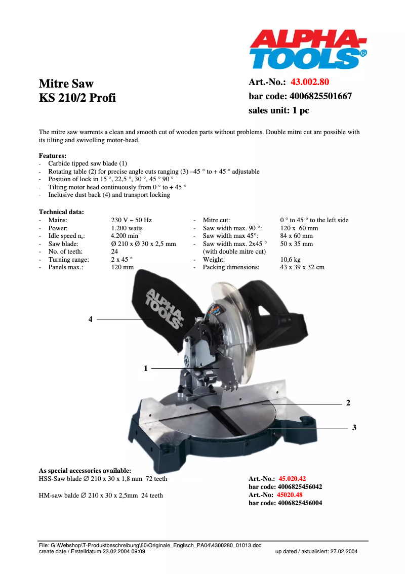 Image de la première page du manuel de l'appareil KS 210/2 Profi