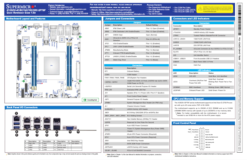 Image de la première page du manuel de l'appareil X12SDV-20C-SPT8F