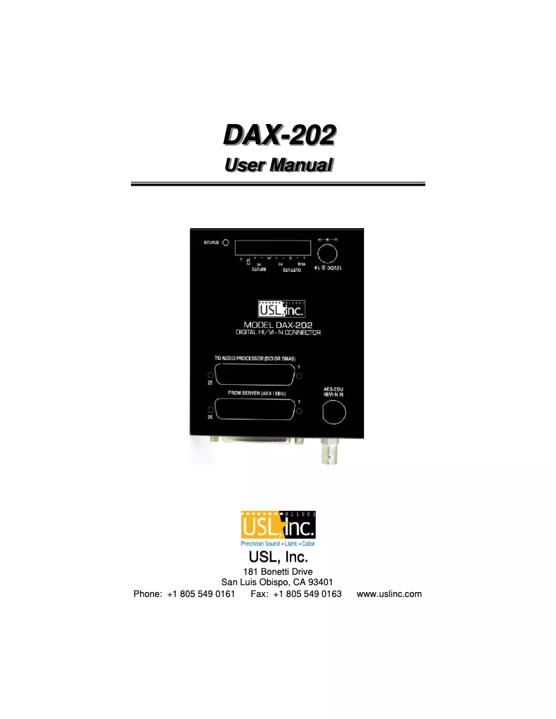 Page 1 de la notice Manuel utilisateur QSC USL DAX-202