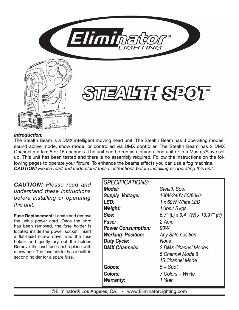 Image de la première page du manuel de l'appareil Stealth Spot