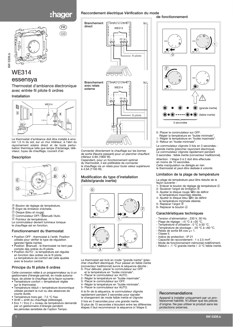 Image de la première page du manuel de l'appareil WE314