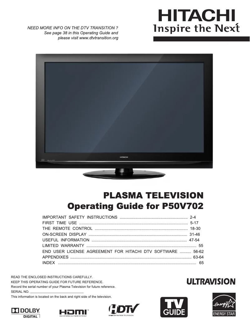 Image de la première page du manuel de l'appareil P50V702