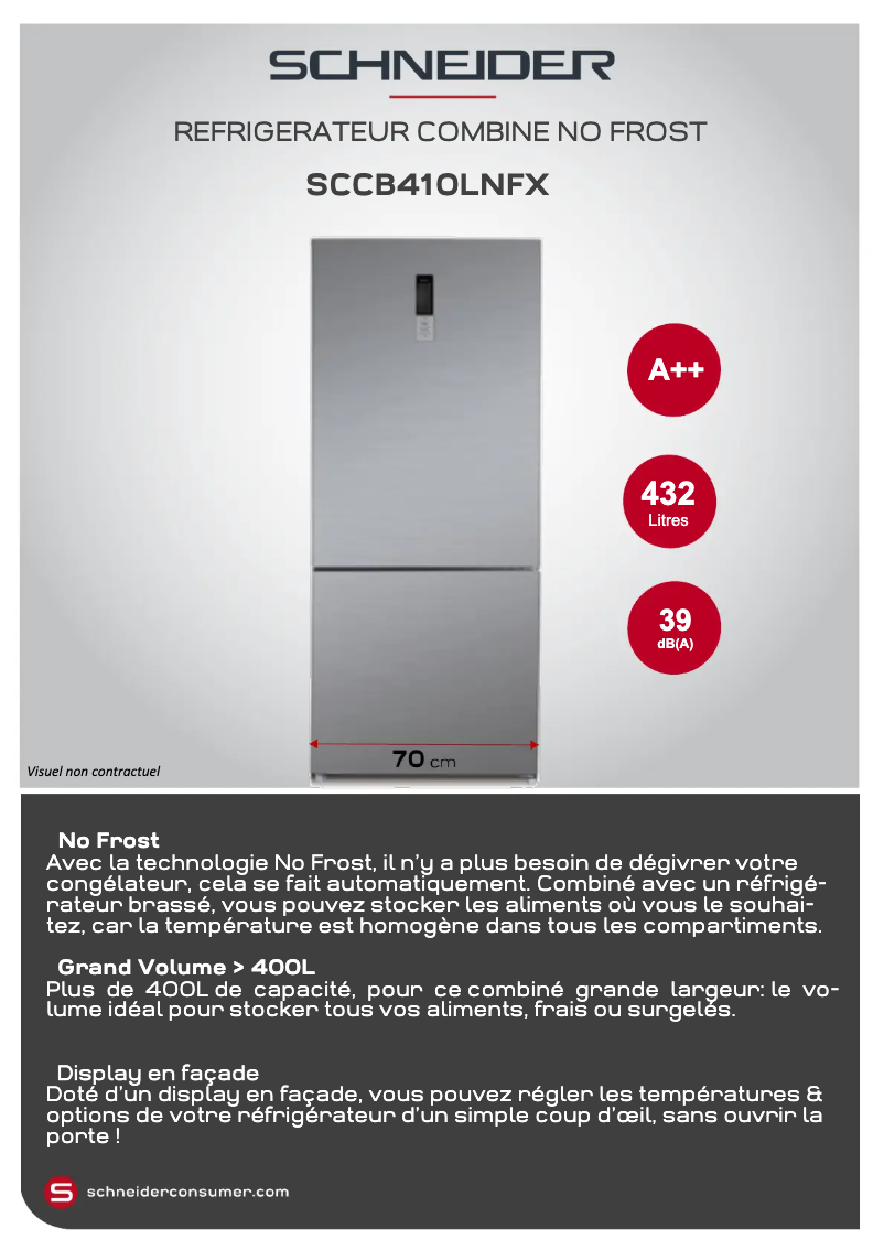 Page 1 de la notice Fiche technique Schneider SCCB410LNFX