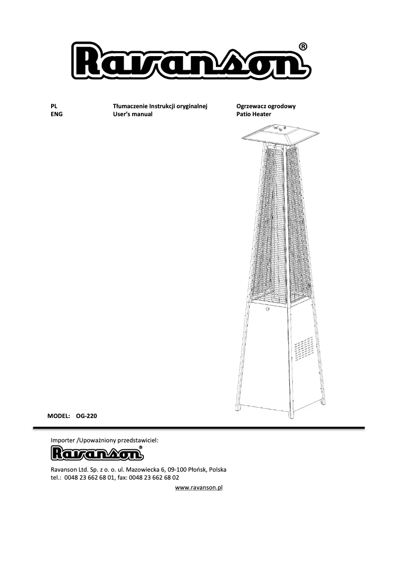 Image de la première page du manuel de l'appareil OG-220