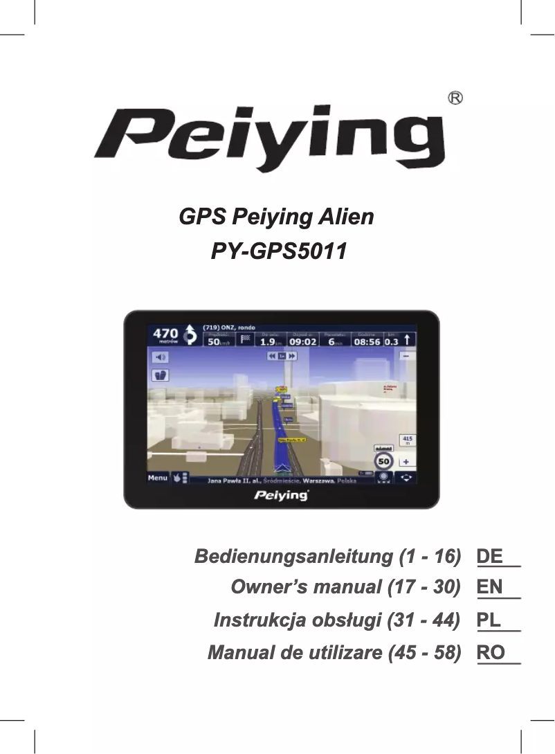 Page 1 de la notice Manuel utilisateur Peiying PY-GPS5011