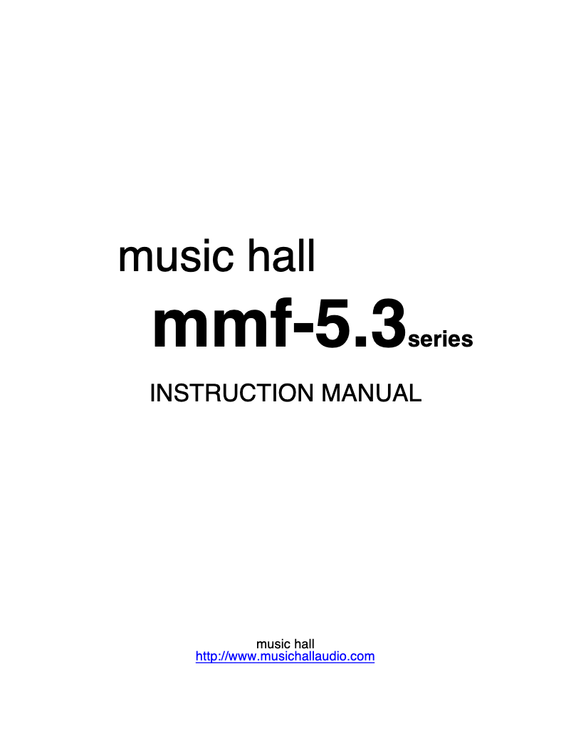Page n°1 - Manuel utilisateur Music Hall MMF-5.3LE