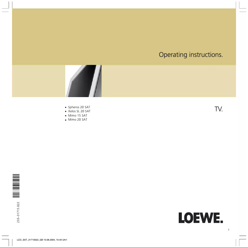 Page n°1 - Manuel utilisateur Loewe Xelos SL 20