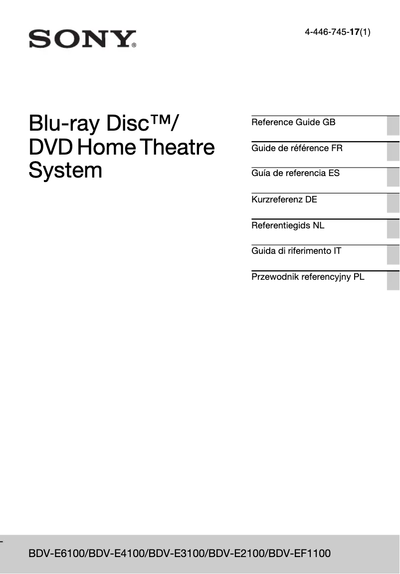Page n°1 - Manuel utilisateur Sony BDV-EF1100