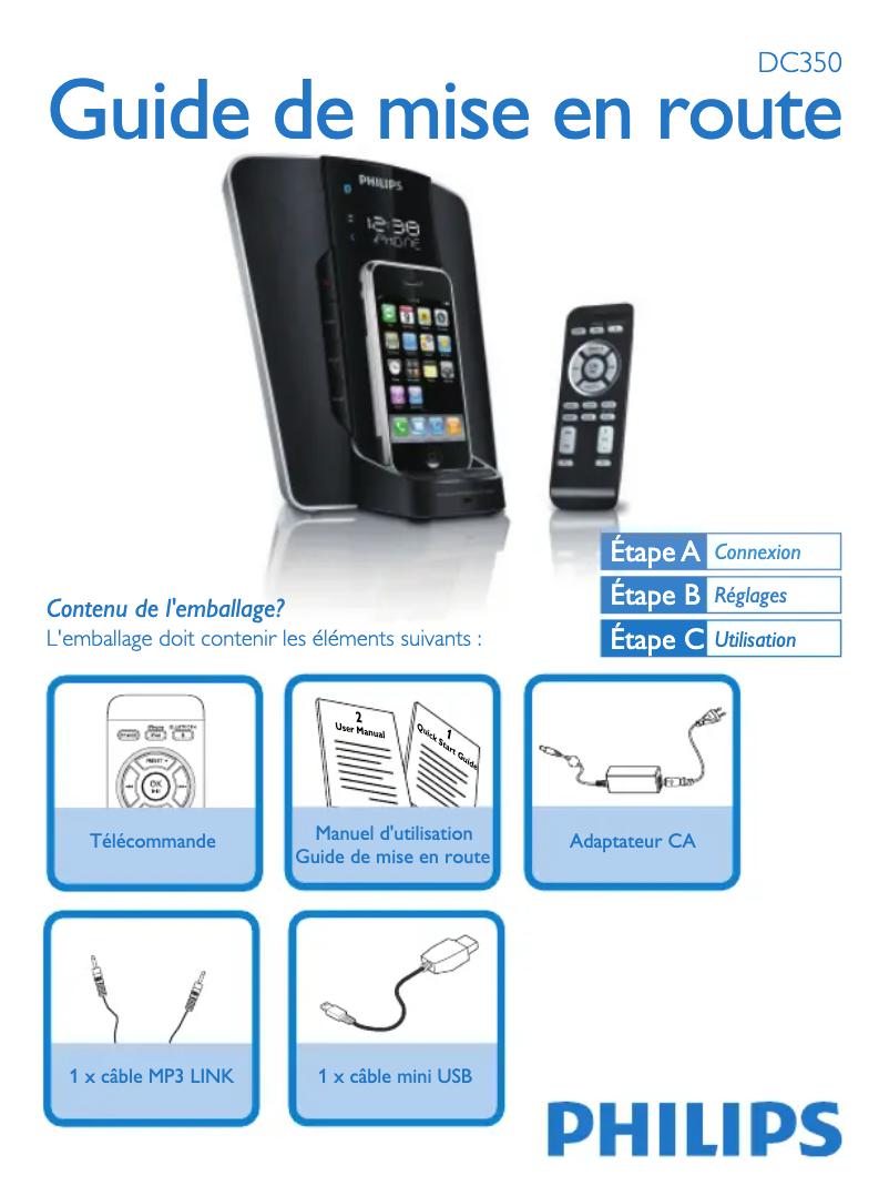 Page n°1 - Guide de démarrage rapide Philips DC350