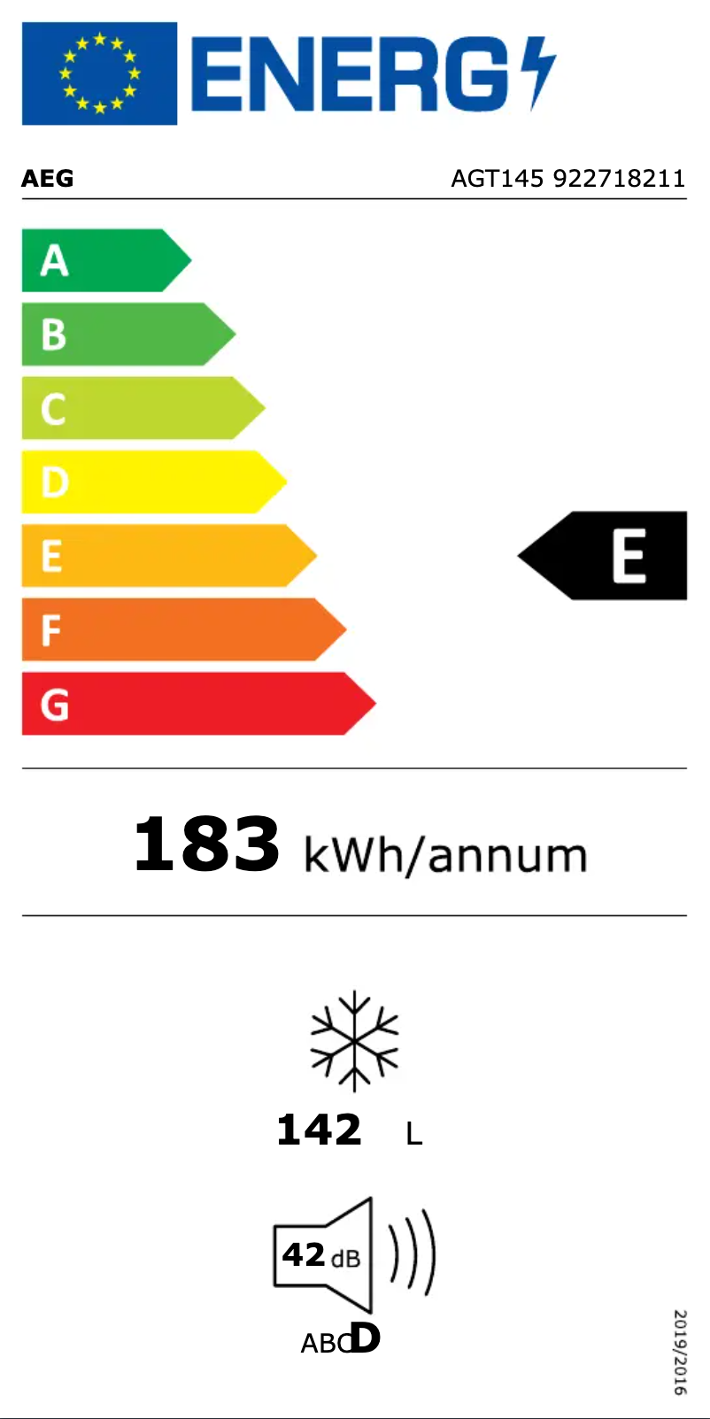 Page n°1 - Label énergétique AEG AGT145