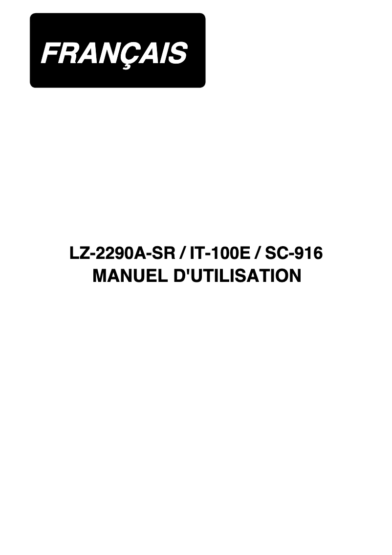 Page n°1 - Manuel utilisateur Juki LZ-2290A-SR