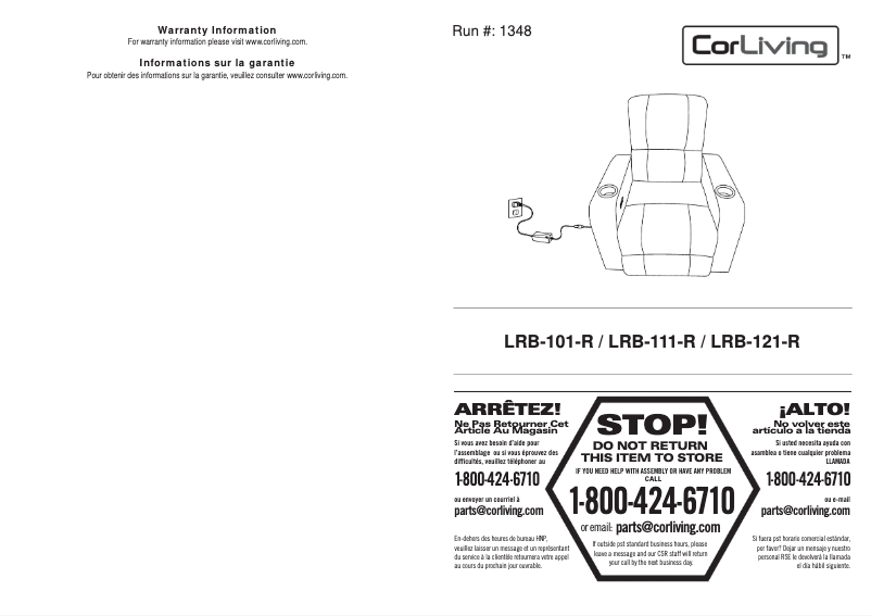 Page n°1 - Manuel utilisateur CorLiving LRB-101-R
