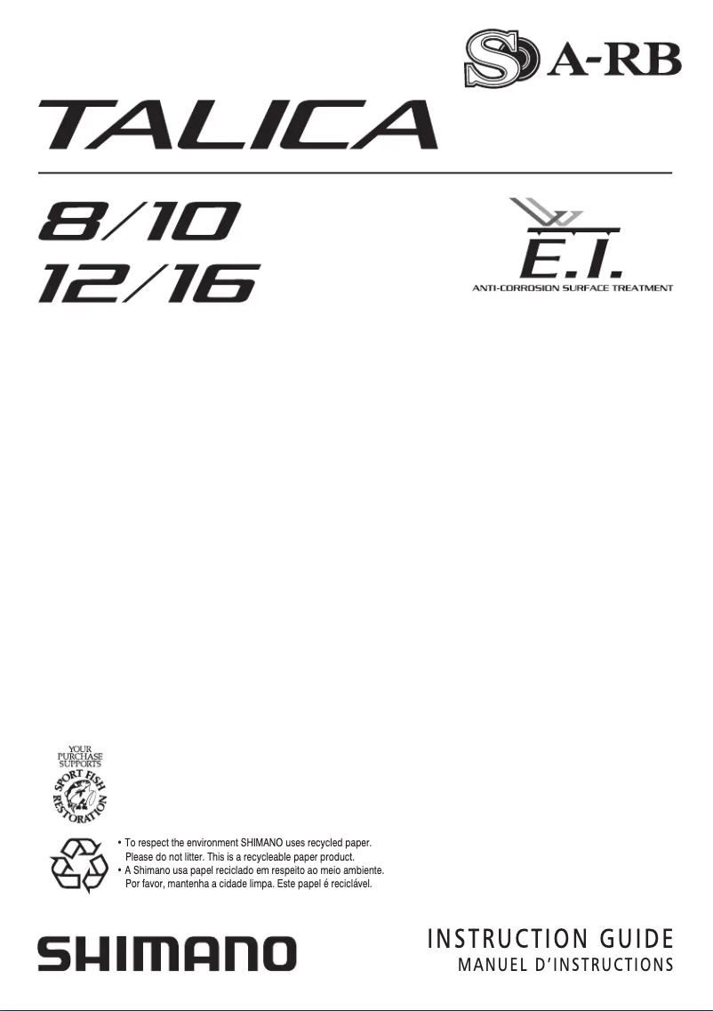 Page 1 de la notice Manuel utilisateur Shimano Talica 16