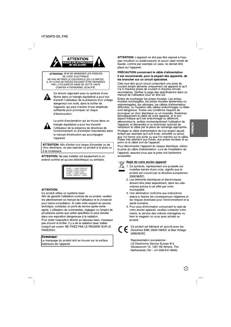 Image de la première page du manuel de l'appareil HT303PD
