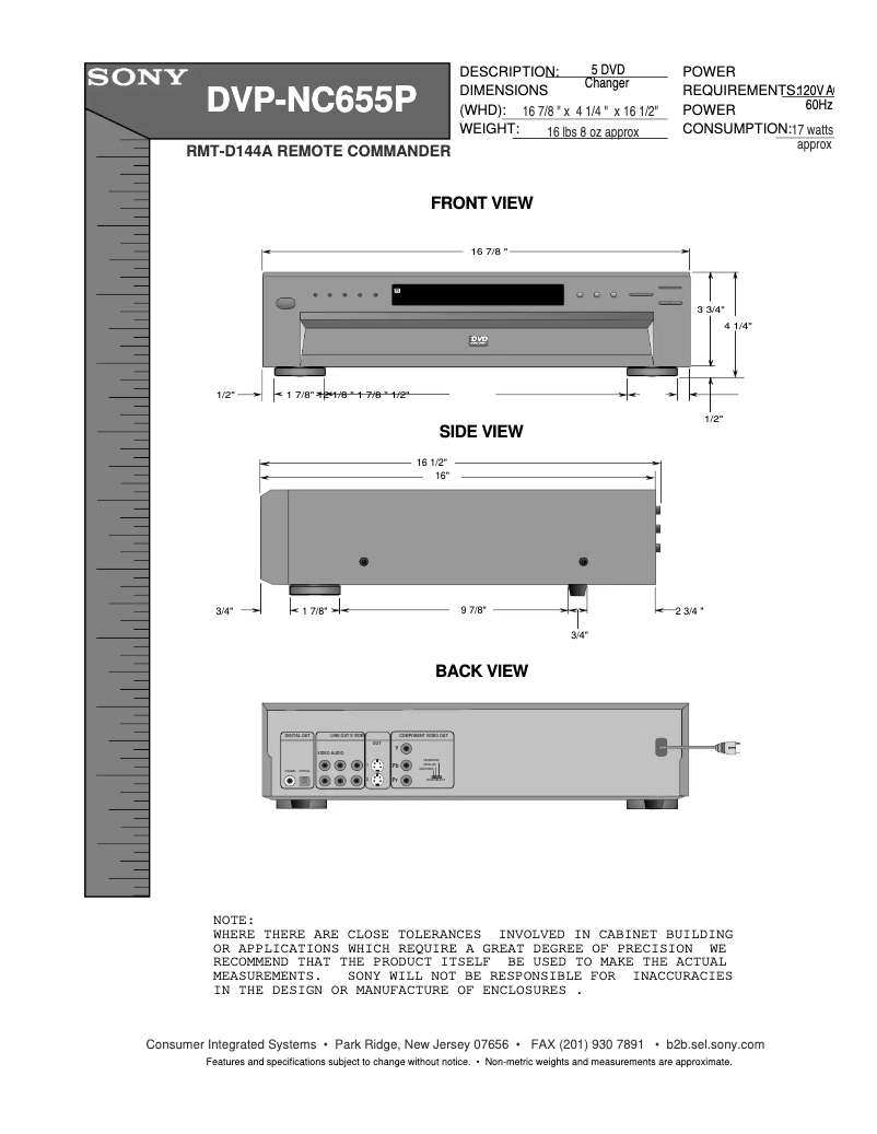 Page n°1 - Guide d'installation Sony DVP-NC655P