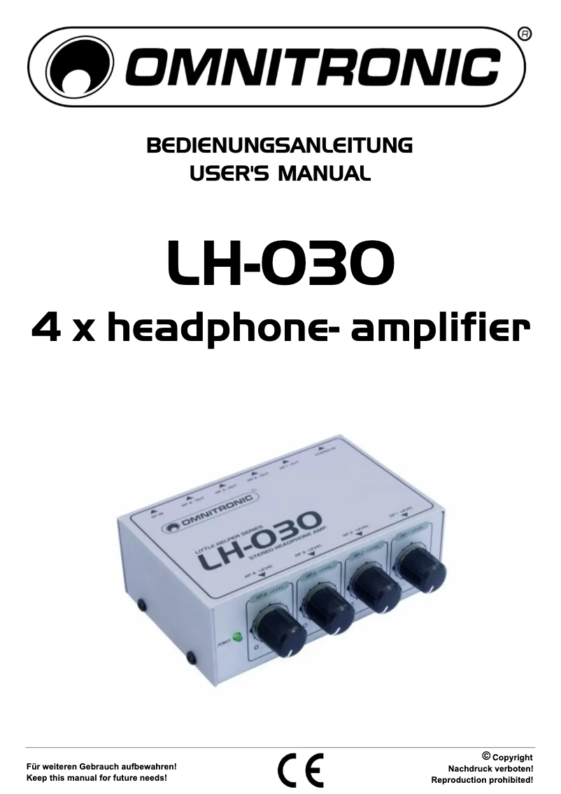 Page n°1 - Manuel utilisateur Omnitronic LH-030